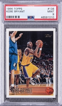1996-97 Topps #138 Kobe Bryant Rookie Card - PSA MINT  9